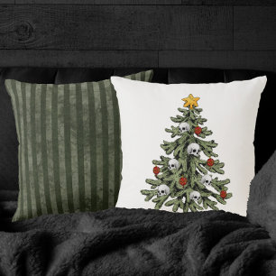 Creepy XMAS A Very Gothic Christmas Tree Grunge Throw Pillow