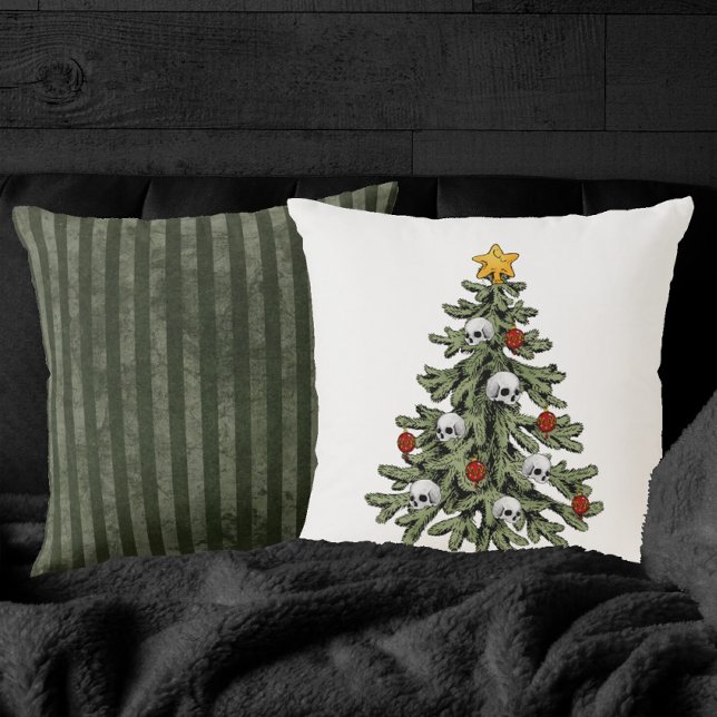 Creepy XMAS | A Very Gothic Christmas Tree Grunge Throw Pillow (Creator Uploaded)