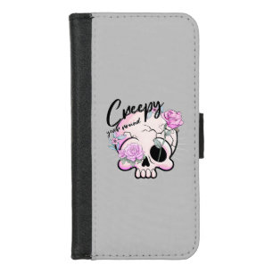 Creepy Year Round Skull Flora Pastel iPhone 8/7 Wallet Case