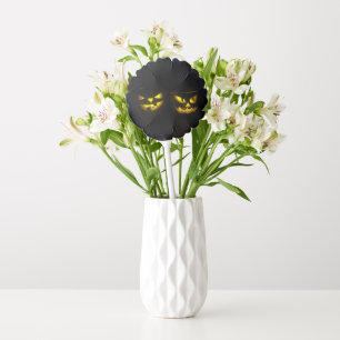 Creepy Yellow Pumpkin Face on black double sided   Balloon