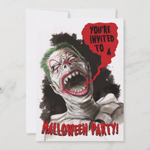 Creepy Zombie Clown Two_Sided Halloween Invitation