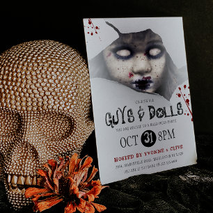 Creepy Zombie Doll Adult Halloween Party Invitation