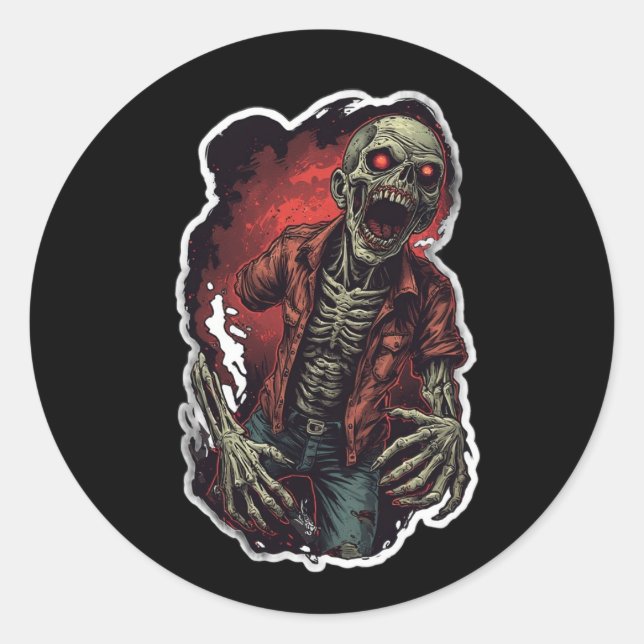 Creepy Zombie Halloween Sticker | Spooky Undead  (Front)