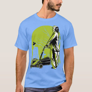 Creepy Zombie Mowing the Lawn in the Graveyard T-Shirt