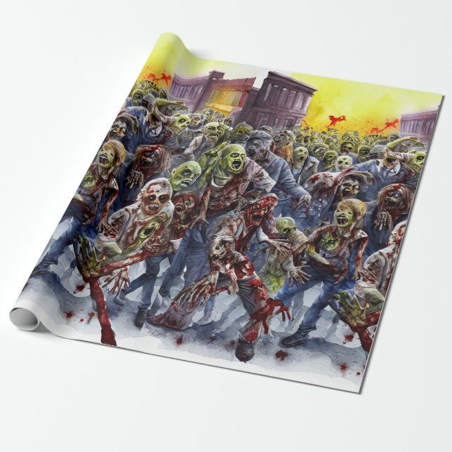Creepy Zombie Wrapping Paper  (Unrolled)