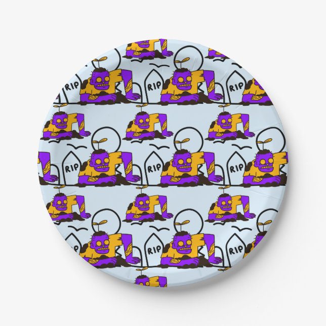 Creepy Zombies Spooky Halloween Party Paper Plates (Front)