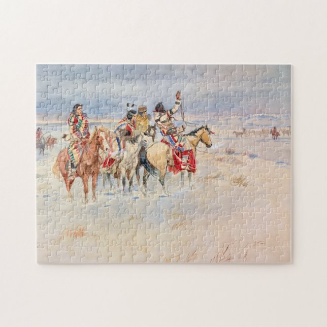 Crees Meeting Traders, 1896 by Charles Marion Russ Jigsaw Puzzle (Horizontal)