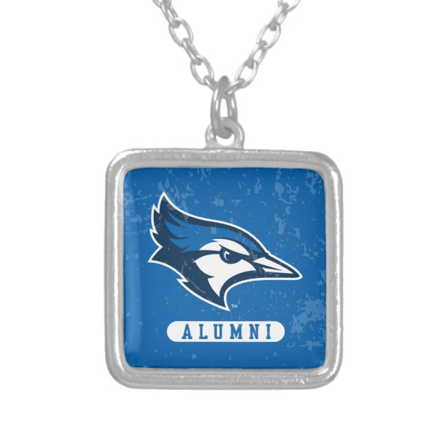 Creighton Alumni University Distressed Silver Plated Necklace (Front)