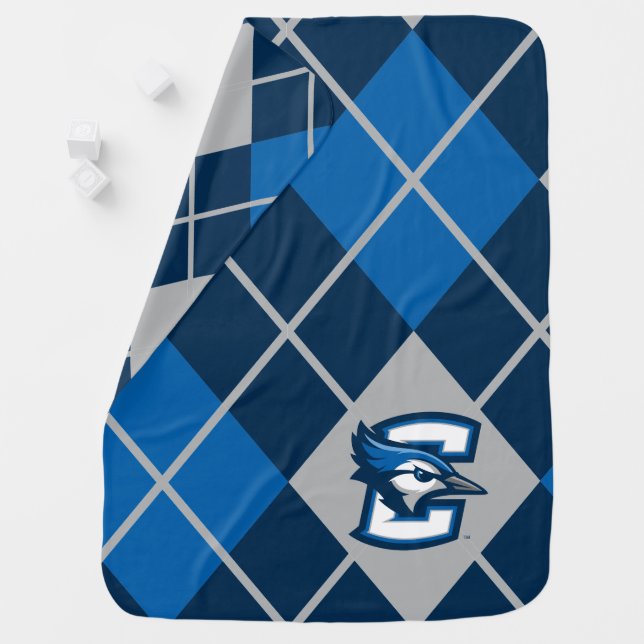 Creighton University Argyle Pattern Baby Blanket (In Situ)