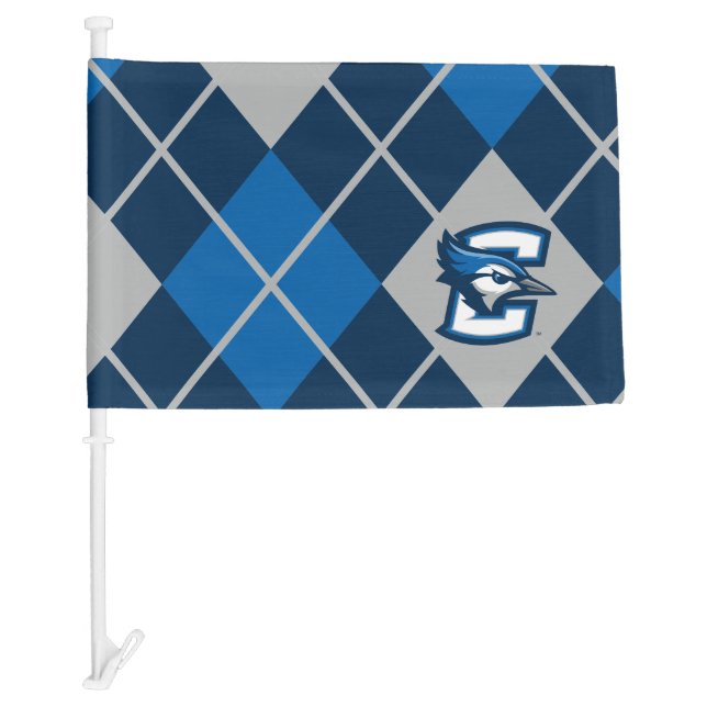 Creighton University Argyle Pattern Car Flag (Front)