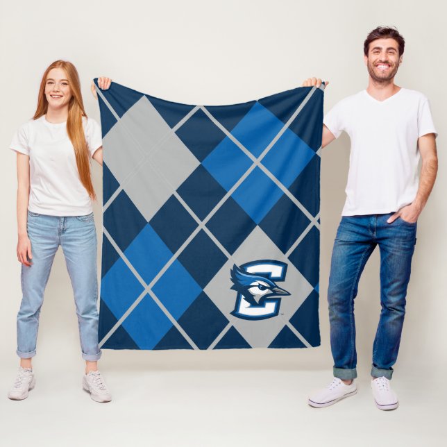Creighton University Argyle Pattern Fleece Blanket (In Situ)