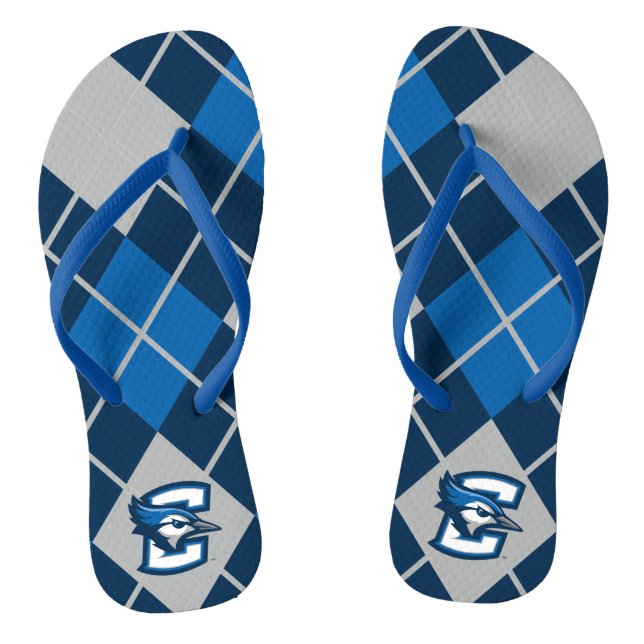 Creighton University Argyle Pattern Flip Flops (Footbed)