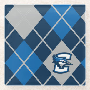 Creighton University Argyle Pattern Glass Coaster