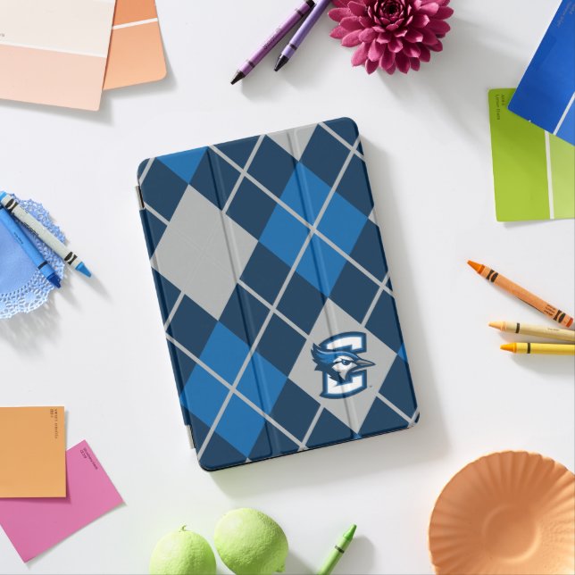 Creighton University Argyle Pattern iPad Pro Cover (Desk)