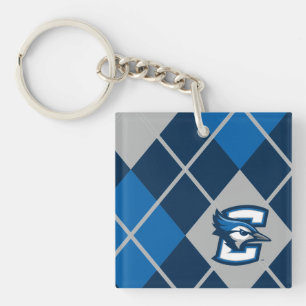 Creighton University Argyle Pattern Keychain