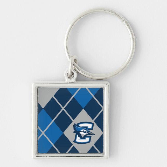 Creighton University Argyle Pattern Keychain (Front)