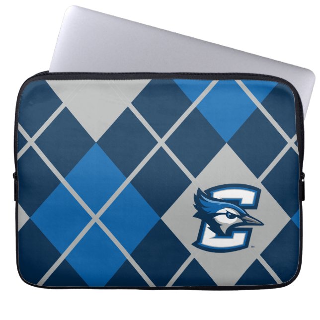 Creighton University Argyle Pattern Laptop Sleeve (Front)