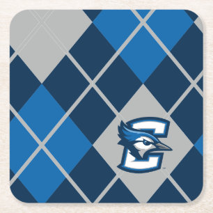 Creighton University Argyle Pattern Square Paper Coaster