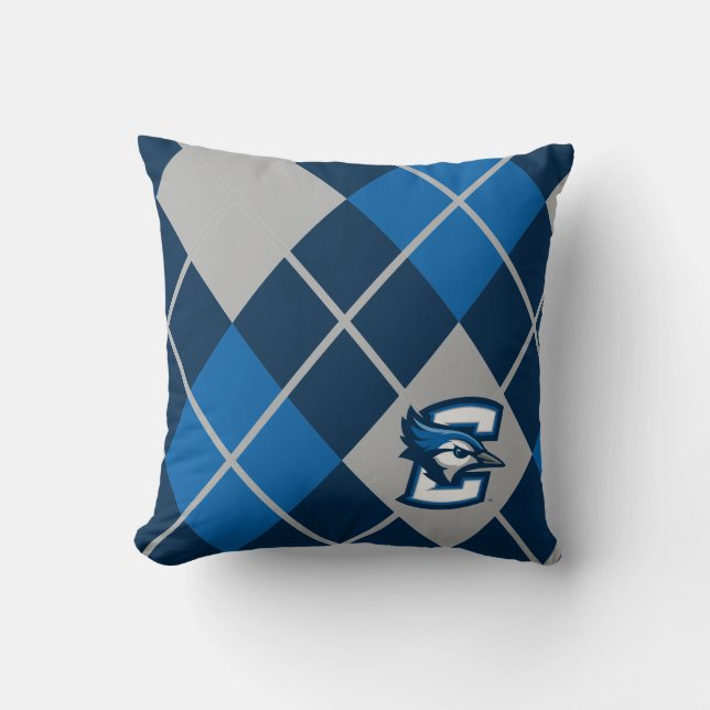 Creighton University Argyle Pattern Throw Pillow (Front)
