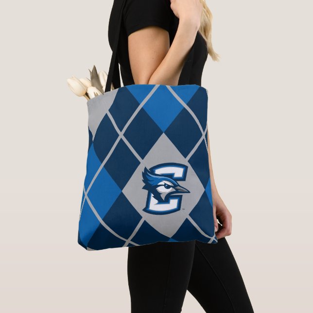 Creighton University Argyle Pattern Tote Bag (Close Up)