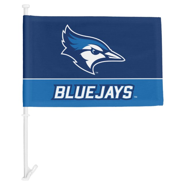 Creighton University Bluejay with Wordmark Car Flag (Front)