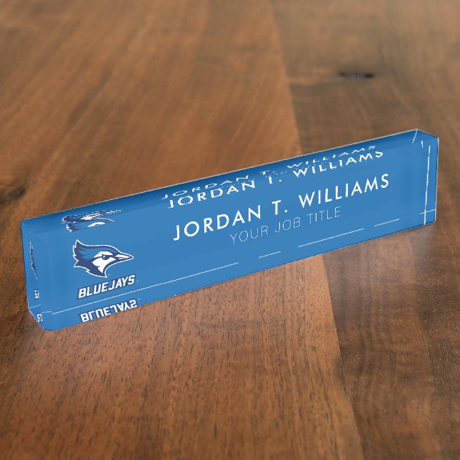 Creighton University Bluejay with Wordmark Desk Name Plate (Side)