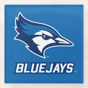 Creighton University Bluejay with Wordmark Glass Coaster