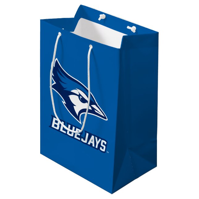 Creighton University Bluejay with Wordmark Medium Gift Bag (Front Angled)