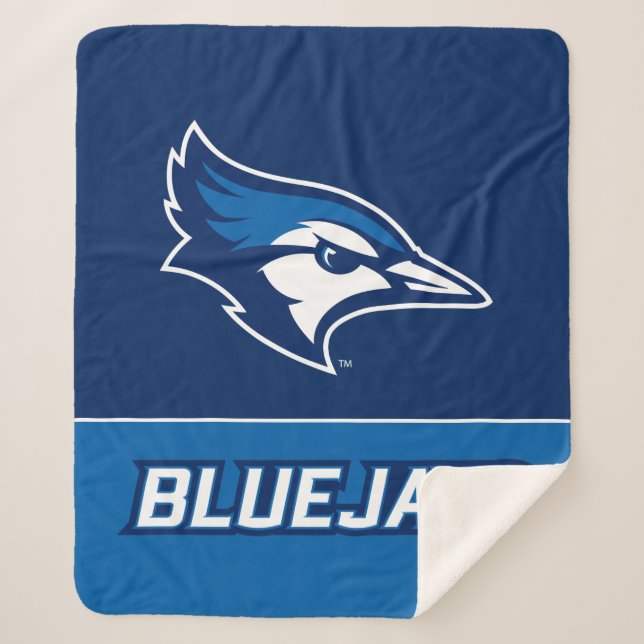 Creighton University Bluejay with Wordmark Sherpa Blanket (Front)