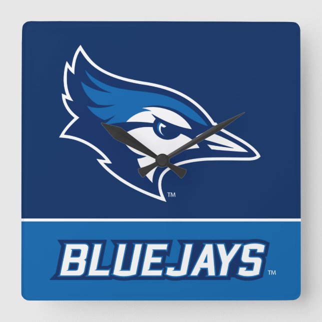 Creighton University Bluejay with Wordmark Square Wall Clock (Front)