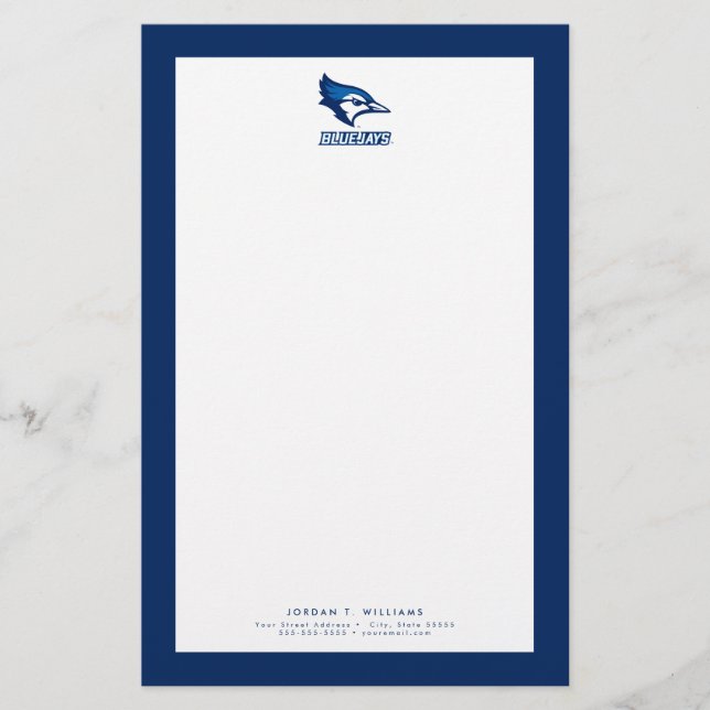 Creighton University Bluejay with Wordmark Stationery (Front)