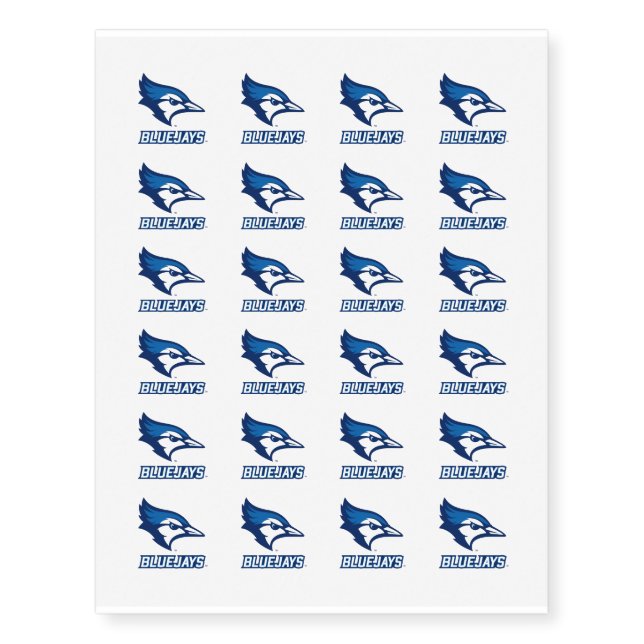Creighton University Bluejay with Wordmark Temporary Tattoos (Front)