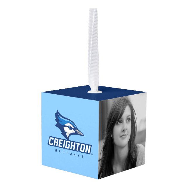Creighton University Bluejays Cube Ornament (Back Angled)