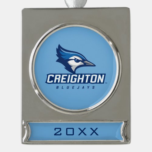 Creighton University Bluejays Silver Plated Banner Ornament