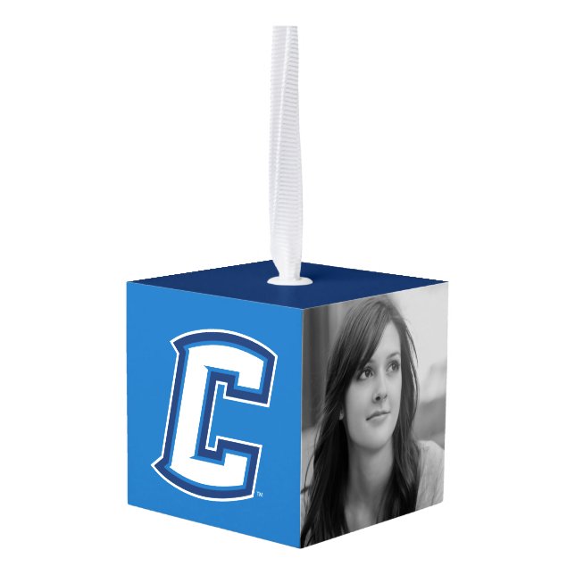Creighton University C Cube Ornament (Back Angled)