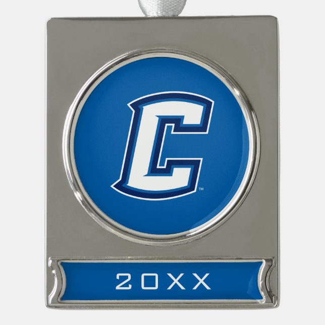 Creighton University C Silver Plated Banner Ornament (Front)