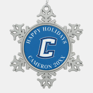 Creighton University C Snowflake Pewter Christmas Ornament