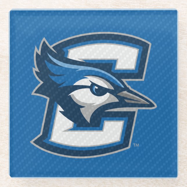 Creighton University Carbon Fiber Pattern Glass Coaster (Front)