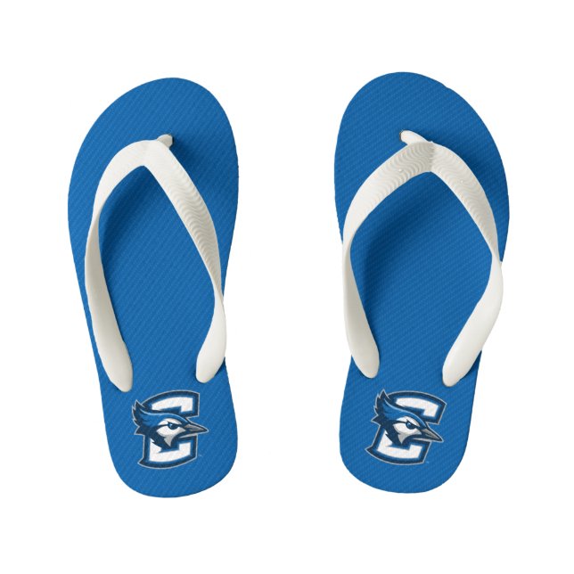 Creighton University Carbon Fiber Pattern Kid's Flip Flops (Footbed)