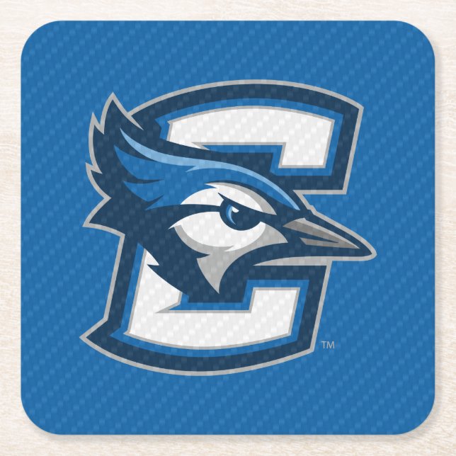 Creighton University Carbon Fiber Pattern Square Paper Coaster (Front)