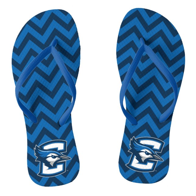 Creighton University Chevron Pattern Flip Flops (Footbed)