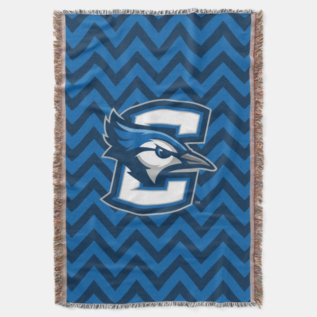 Creighton University Chevron Pattern Throw Blanket (Front Vertical)