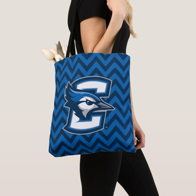 Creighton University Chevron Pattern Tote Bag (Close Up)