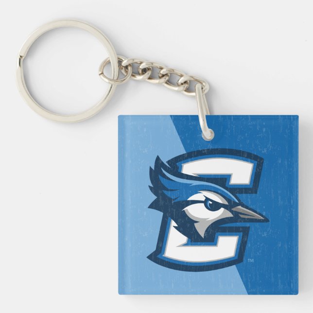 Creighton University Color Block Distressed Keychain (Front)
