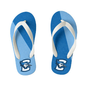 Creighton University Color Block Distressed Kid's Flip Flops
