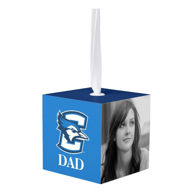 Creighton University Dad Cube Ornament (Back Angled)