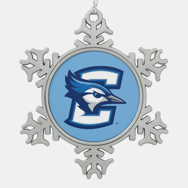 Creighton University Logo C Snowflake Pewter Christmas Ornament (Front)