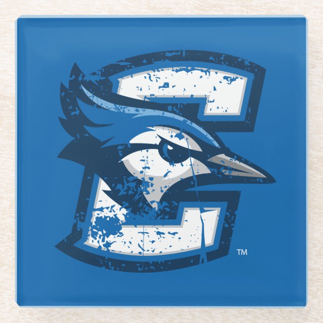 Creighton University Logo Distressed Glass Coaster (Front)