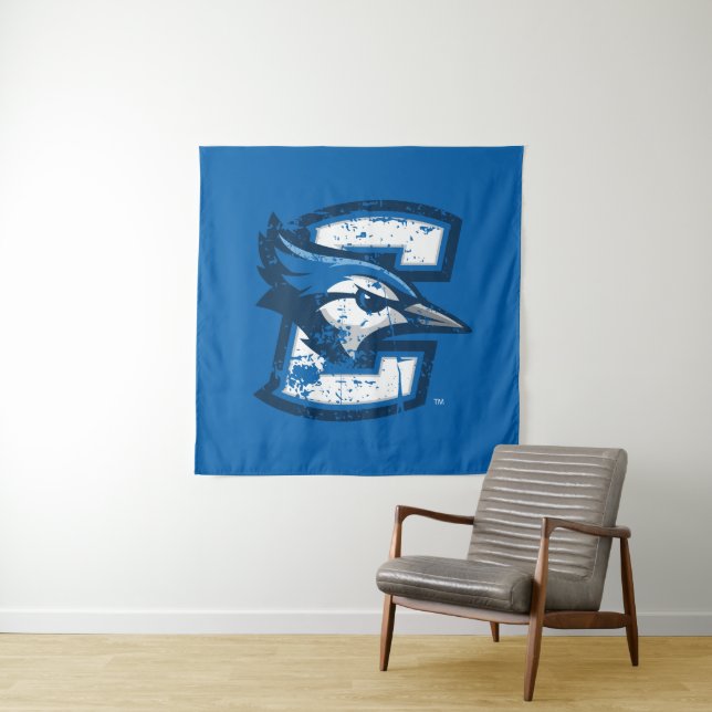 Creighton University Logo Distressed Tapestry (In Situ)