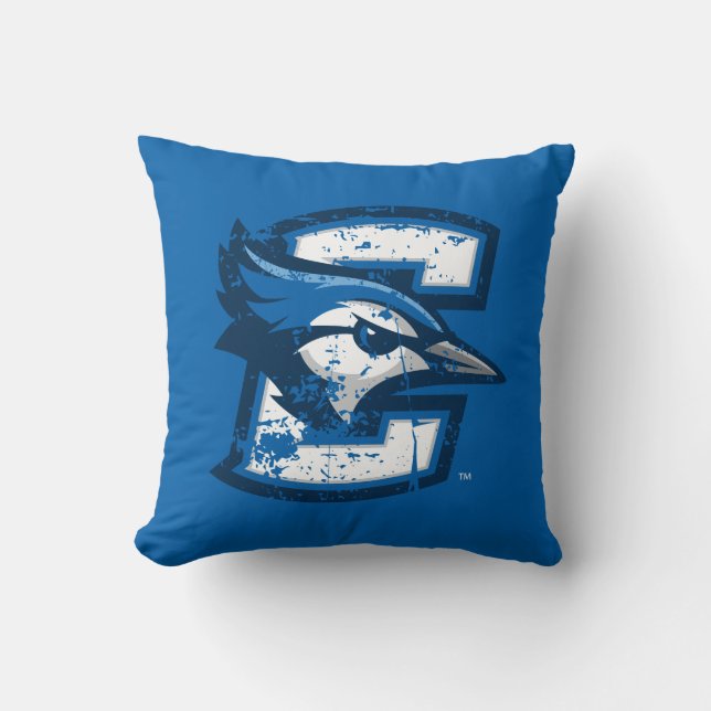 Creighton University Logo Distressed Throw Pillow (Front)